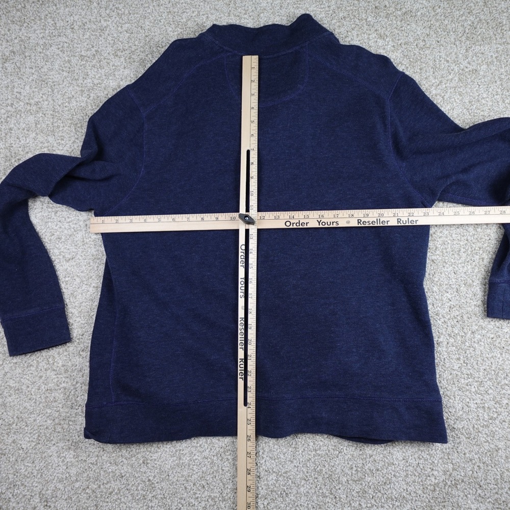 Tommy Bahama Mens Large Blue Waffle Knit Quarter Zip Pullover Sweater Marlin - Picture 6 of 6